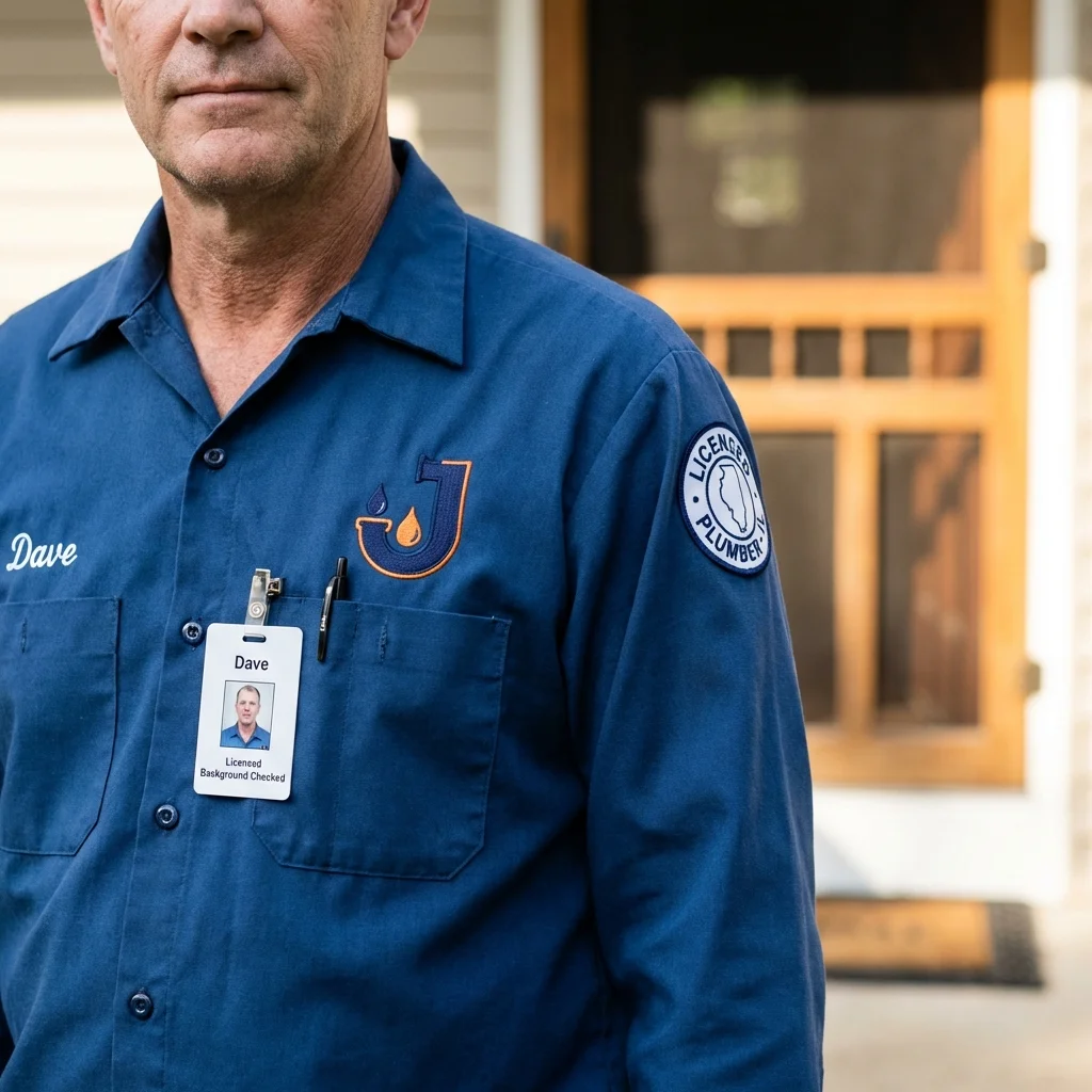 Licensed plumber showing ID badge in Eldon, MO