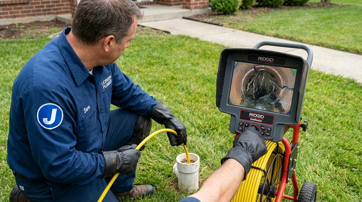 Sewer camera inspection being performed by Johns Plumbing LLC in Eldon