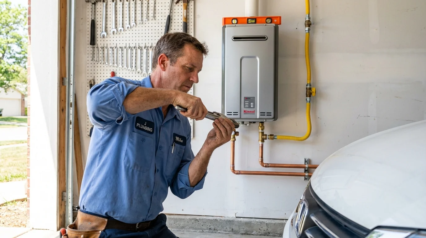 Tankless water heater installation by a Johns Plumbing LLC plumber in Eldon